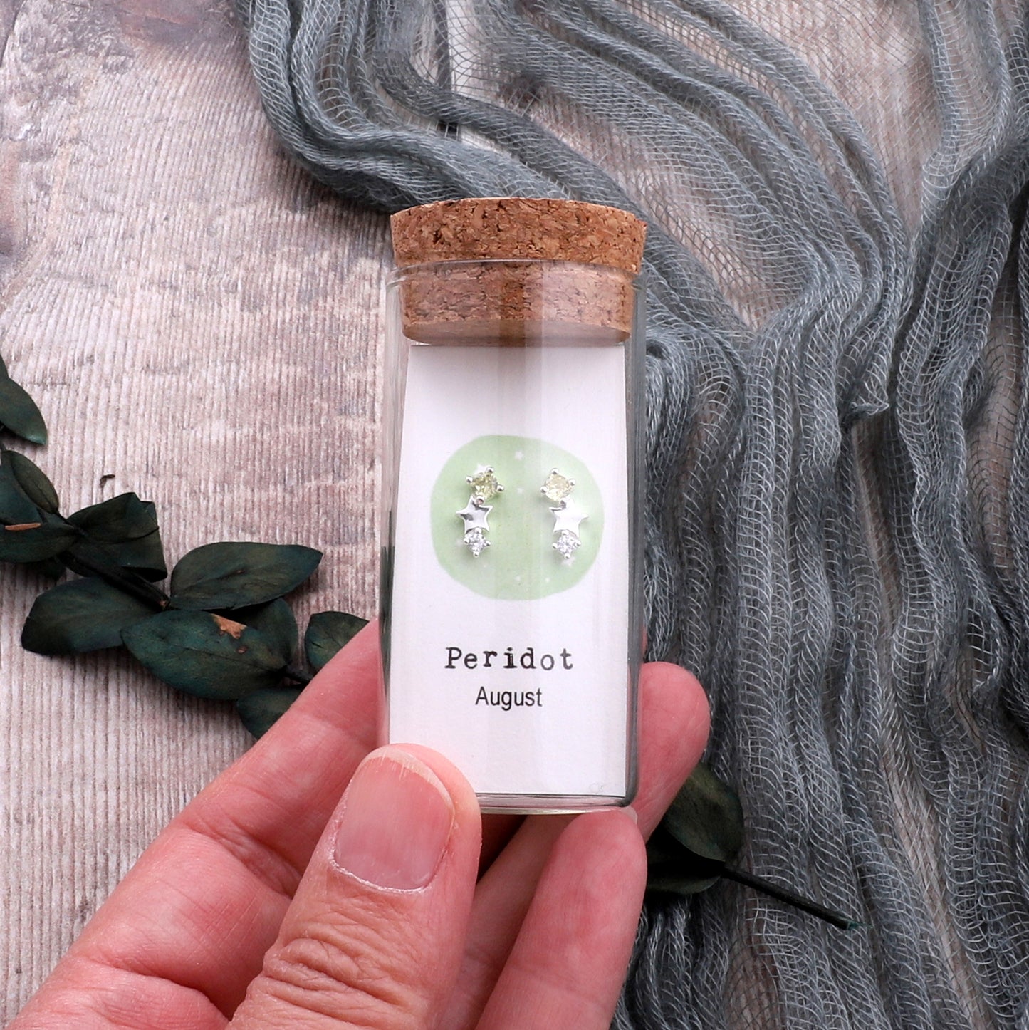BIRTHSTONE WITH STAR DESIGN earrings