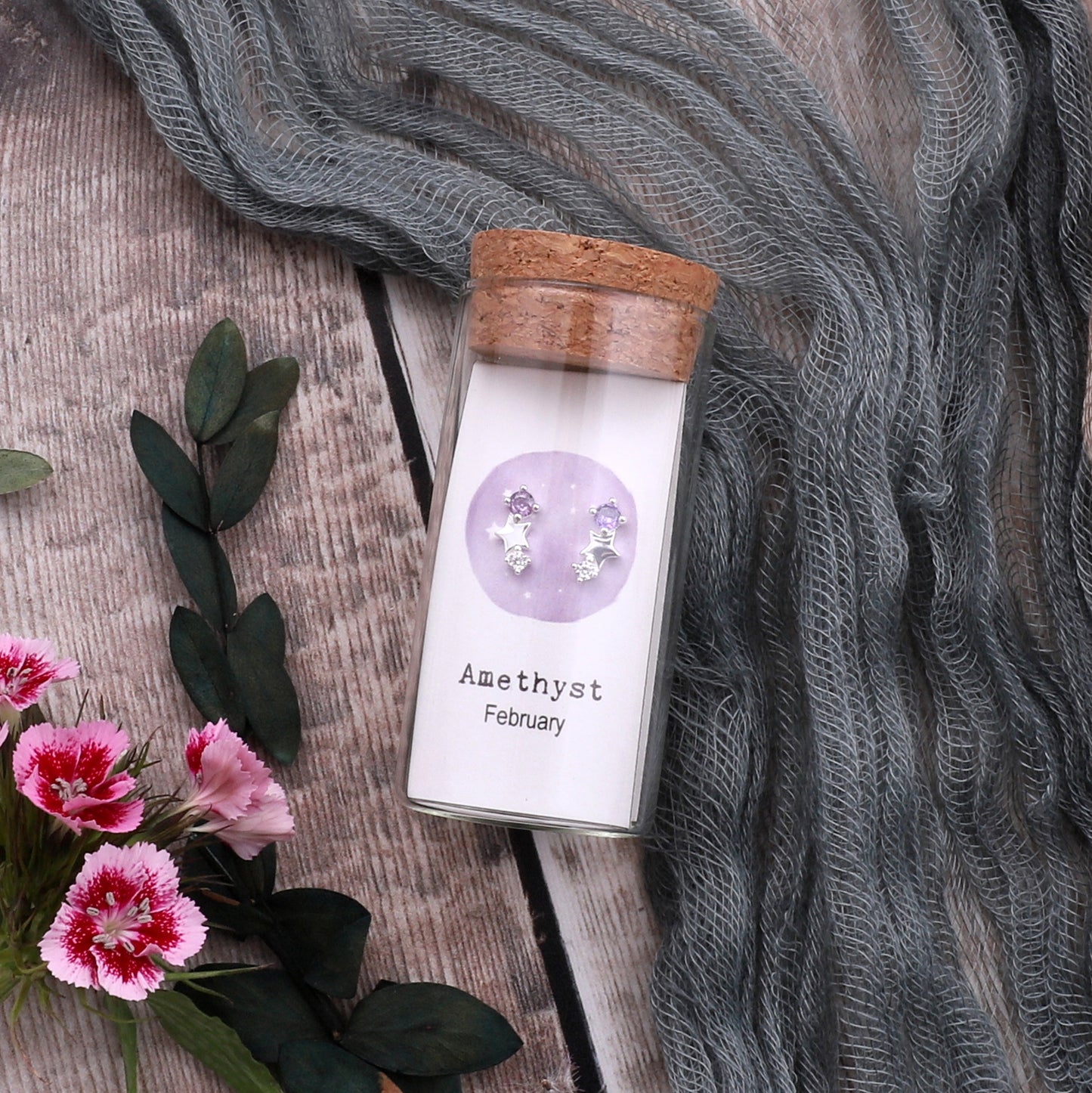 BIRTHSTONE WITH STAR DESIGN earrings