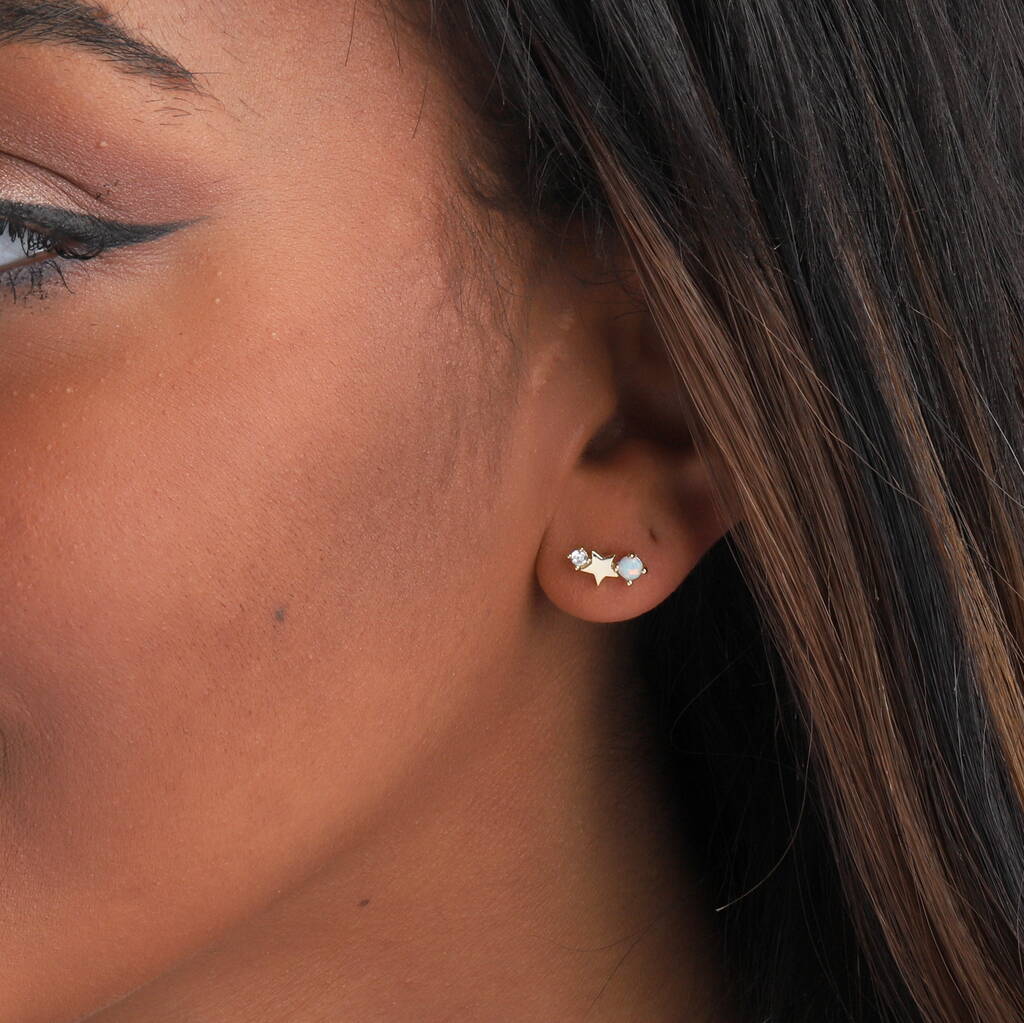 BIRTHSTONE WITH STAR DESIGN earrings