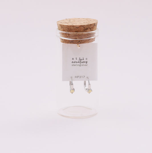 HP317 Single citrine gem hoop earrings
