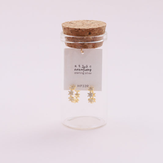 HP339 Six-stars gemstone hoop earrings