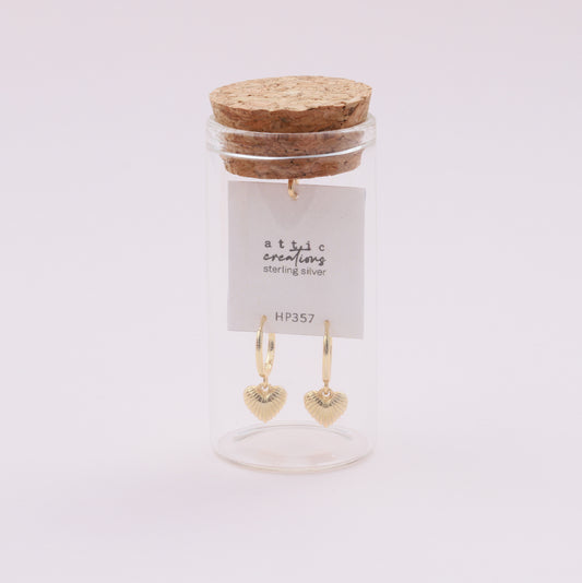 HP356/HP357 Heart with debossed detail hoop earrings