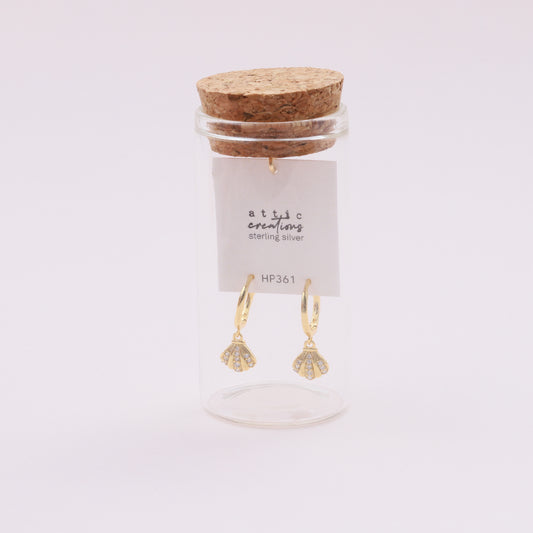 HP360/HP361 Cockle with gemstone lines hoop earrings