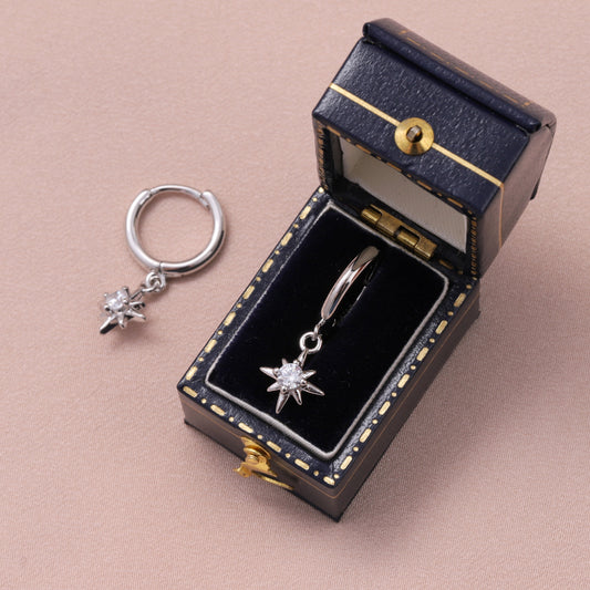 MEH065/MEH066 Shining Star Hanging Hoops /Silver/ Gold