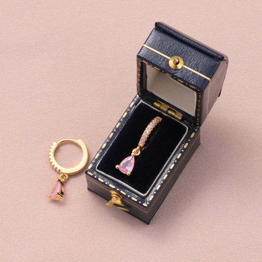 MEH092/MEH093 Tear drop earring hoops/ PINK