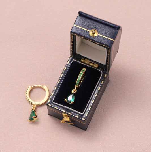 MEH094/MEH095 Tear drop earring hoops/ GREEN