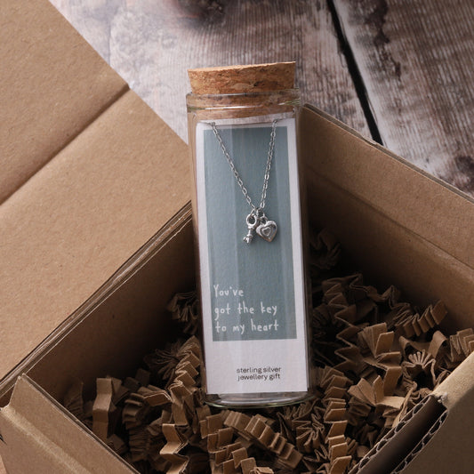 ST9007 HEART LOCK AND KEY necklace SILVER