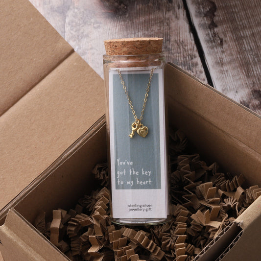 ST9008 HEART LOCK AND KEY  necklace GOLD