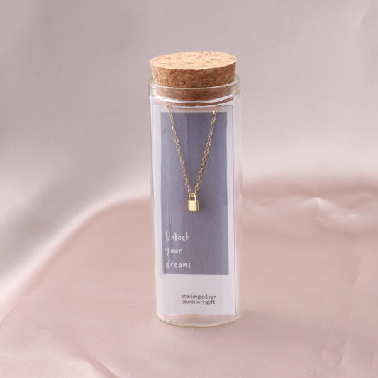 ST9030 UNLOCK YOUR DREAM  small Padlock pendant necklace