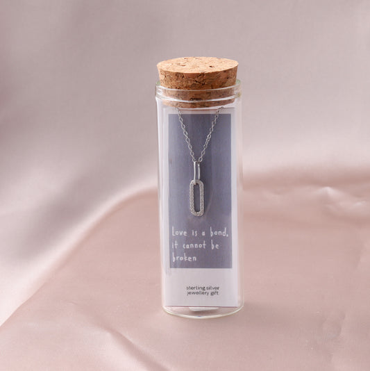 ST9027 Love Is A Bond Crystal Link Necklace SILVER