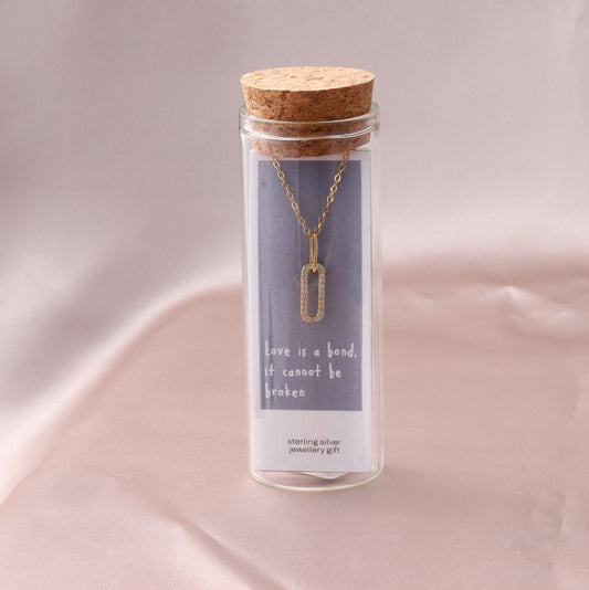 ST9028 Love Is A Bond Crystal Link Necklace GOLD