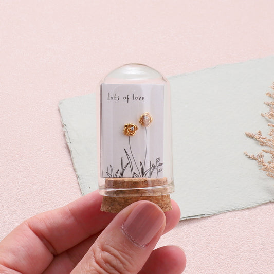 TT51162  LOTS OF LOVE Gold Rose earrings