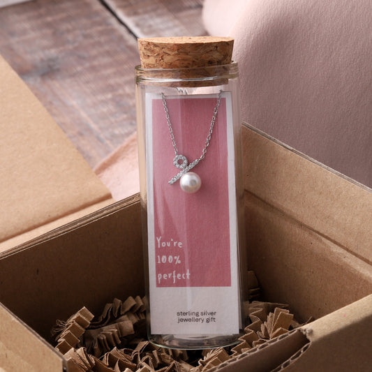 ST9041 100% Crystal And Pearl Symbol Necklace SILVER