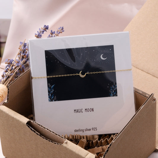 BC4001 Crystal Crescent Moon Bracelet GOLD