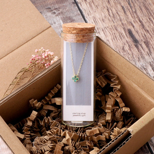 ST8083/84/85/86 Four clover Crystal flower Necklace