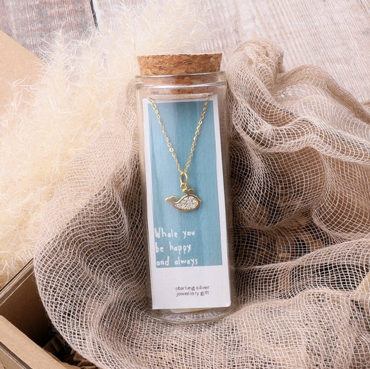NT1014 Crystal Whale Necklace Gold
