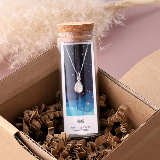 NT029 'SHINE' Star in tear drop Silver necklace