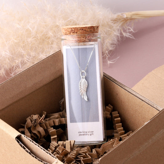 NT035 BRAVE Angel wing Silver necklace