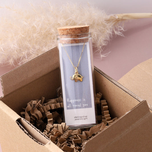 NT0119 'Happiness Is All Around You' Elephant Necklace Gold