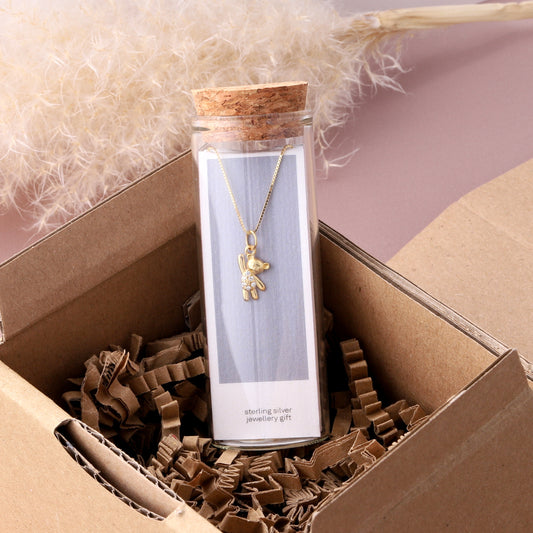 NT036  Teddy bear necklace/SILVER/GOLD