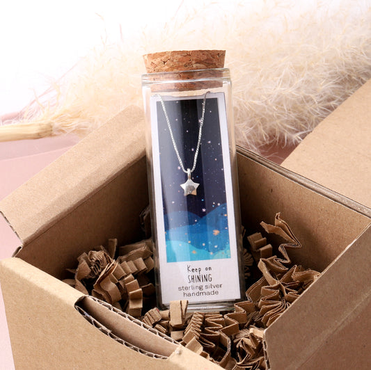 NT3008 Keep On Shining Rounded Star Necklace Silver
