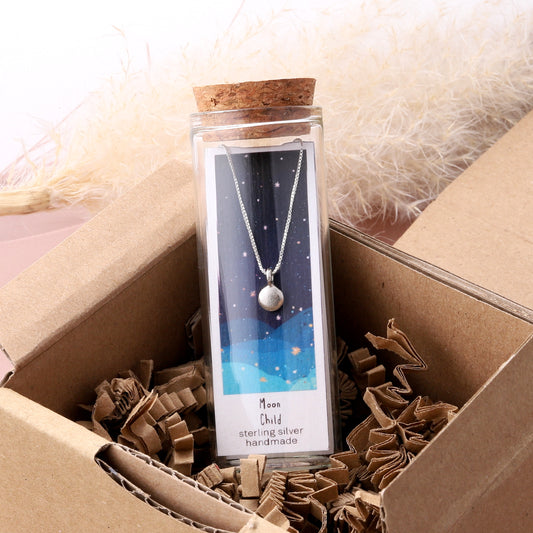 NT3007 Moon Child Round Circle Pendant Necklace Silver