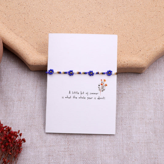 FB-004 A Little bit of Summer Flower Bracelet on card