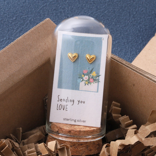 TT61015S/TT61015G  Sending You Love Heart Earrings Silver & Gold