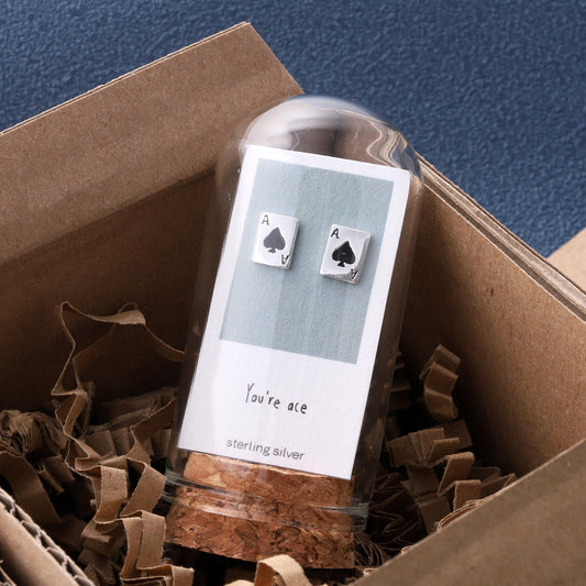 TT60021 You are ace ..black ace earrings