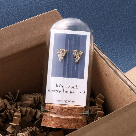 TT60073 Crystal Pizza earrings in a bottle