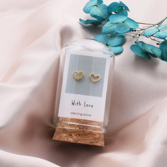 TT50009/TT50010 With love asymmetric heart earrings SILVER/ GOLD/ROSE GOLD