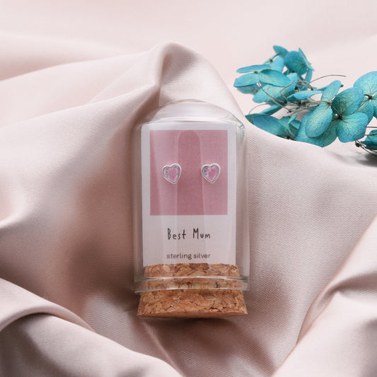 TT50029 Best Mum...Crystal heart earrings