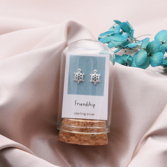 TT50035 Friendship turtle in the bottle earrings