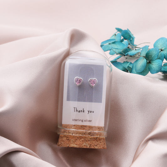 TT50043 Thank you ...pink heart earrings