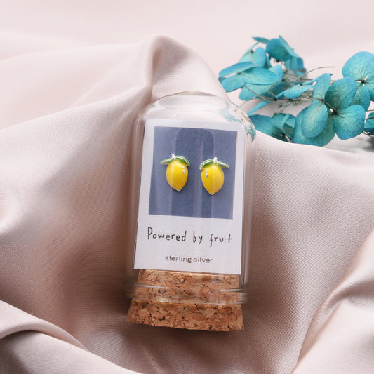 TT50107 Enamel yellow lemon earrings