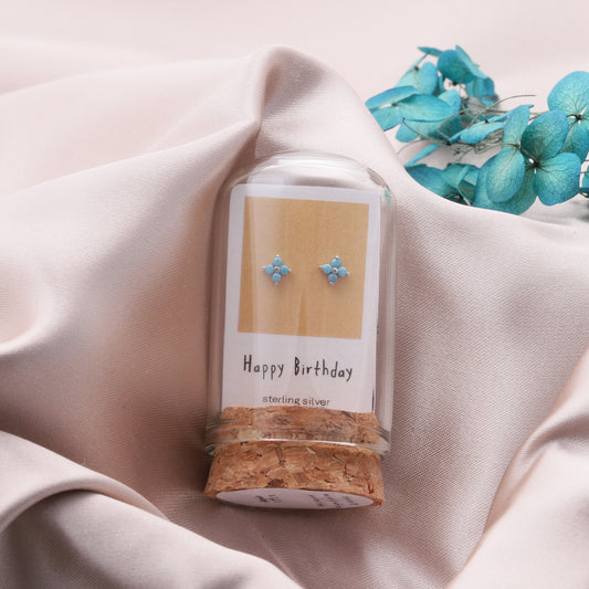 TT50109/110 'Happy Birthday' Turquoise Crystal star earrings SILVER/GOLD