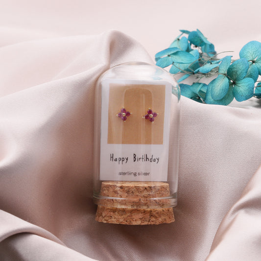 TT50115/116 'Happy Birthday' Pink Crystal star earrings S/G
