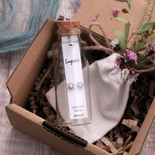 BT063 Message Bottle 'Congrats' Firework Earrings