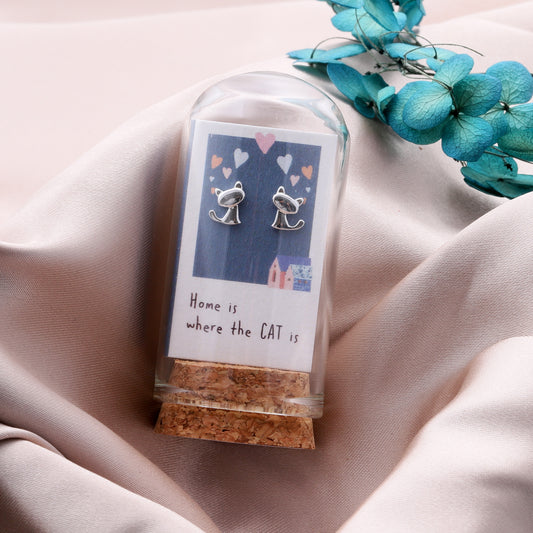 TT61079 Home is where the CAT is SILVER earrings TT63017
