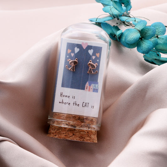 TT61080 Home is where the CAT is ROSE GOLD /GOLD earrings
