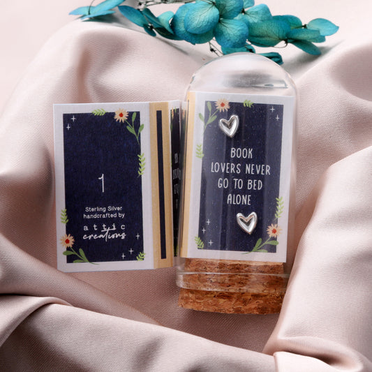 TT8401 BOOK LOVERS NEVER Dented Heart Earrings