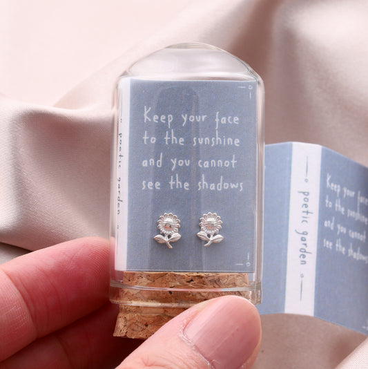 TT55015 Little Sunflower earrings with a quote