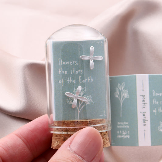 TT55024 Four petals Lily Flower earrings with quote