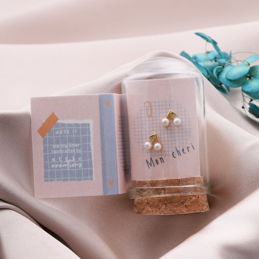 TT57092 LITTLE NOTE Gold cherry earrings