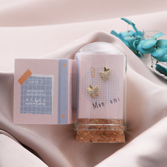 TT57096 LITTLE NOTE Twin butterfly earrings GOLD