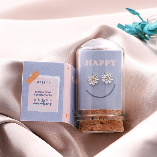TT57059 LITTLE NOTE HAPPY eight petals flower earrings