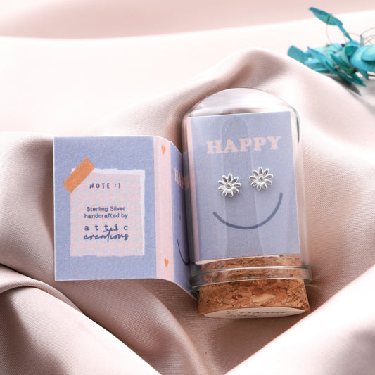TT57054 LITTLE NOTE HAPPY little aster flower earrings SILVER