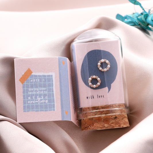 TT57071 LITTLE NOTE Mini pearls in circle earrings ROSE GOLD