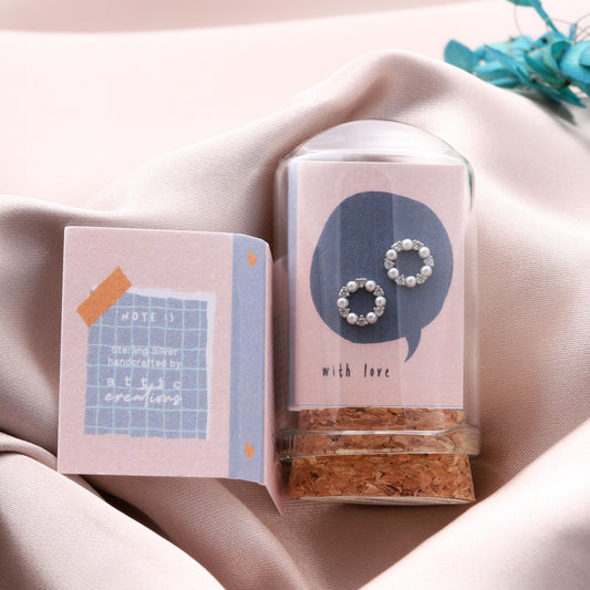 TT57070 LITTLE NOTE Mini pearls in circle earrings SILVER