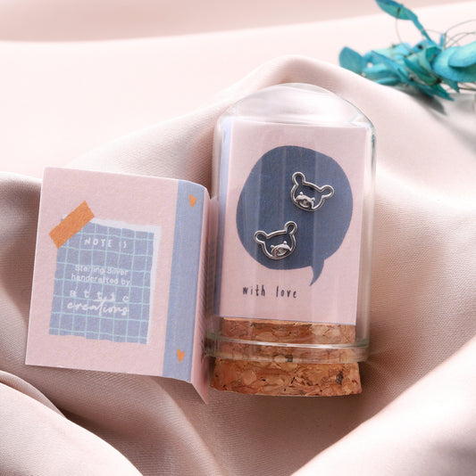 TT57065 LITTLE NOTE Bear face earrings SILVER